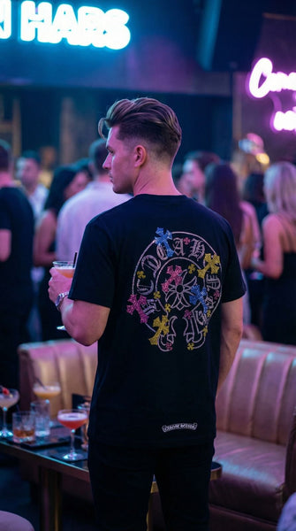 Men Premium Graphic T-Shirt – Multi color Cross Logo Design