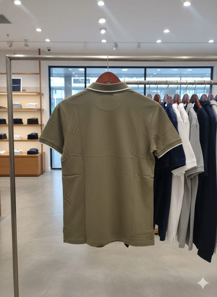 Men’s Olive Green Classic Polo T-Shirt with Contrast Collar