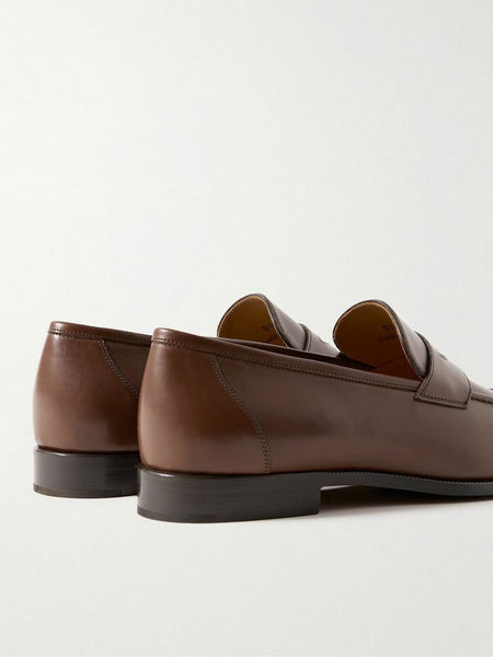 Classic Brown Leather Loafers – Elegant Slip-On Formal Shoes for Men