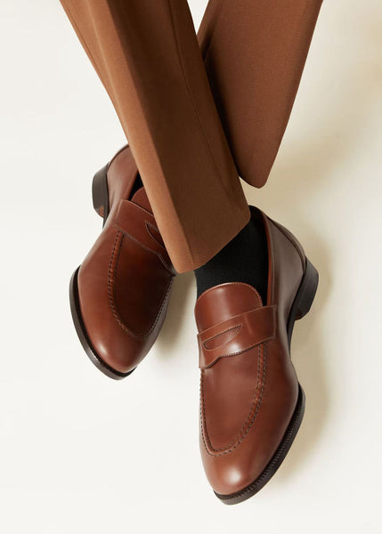 Classic Brown Leather Loafers – Elegant Slip-On Formal Shoes for Men