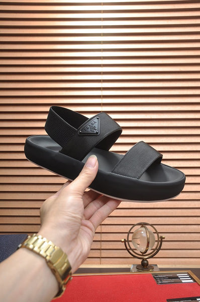 Premium Black Designer Ultra Modern Webbing  Strap Sandal