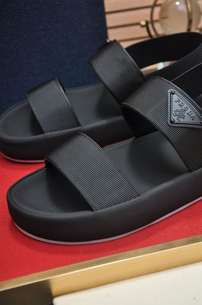 Premium Black Designer Ultra Modern Webbing  Strap Sandal