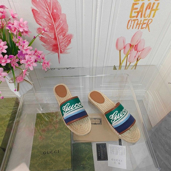 Premium Embroidered Espadrille Slides