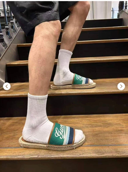 Premium Embroidered Espadrille Slides