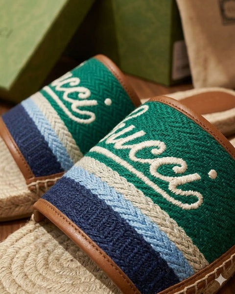 Premium Embroidered Espadrille Slides