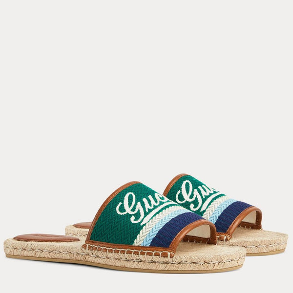 Premium Embroidered Espadrille Slides