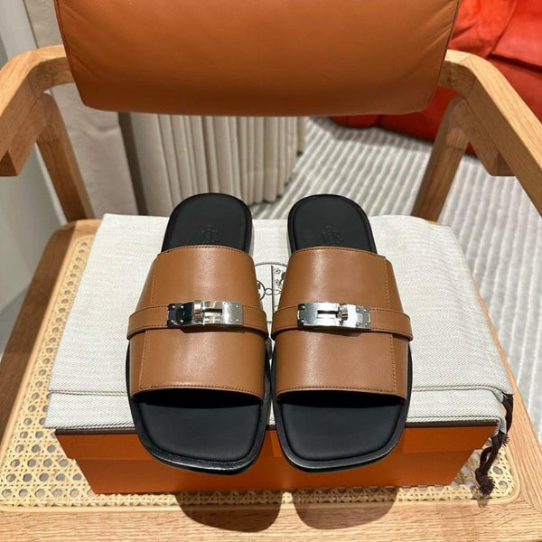 Men’s Premium Tan Slide Sandals  Stylish Casual Comfort Slippers