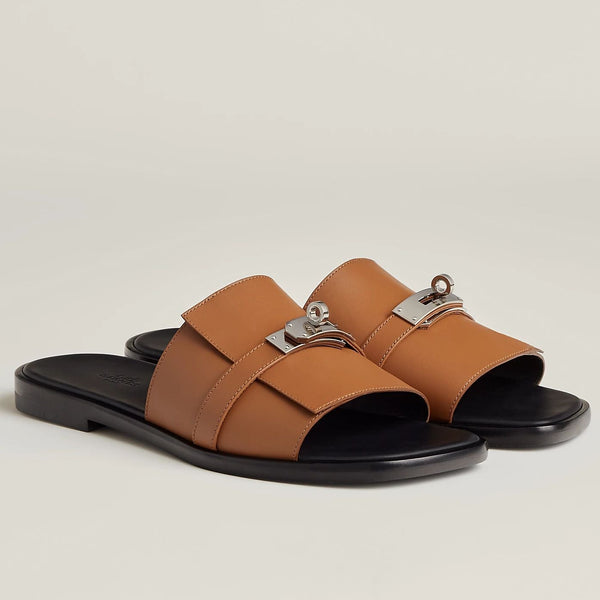 Men’s Premium Tan Slide Sandals  Stylish Casual Comfort Slippers