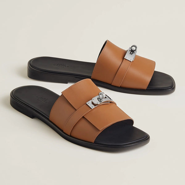 Men’s Premium Tan Slide Sandals  Stylish Casual Comfort Slippers