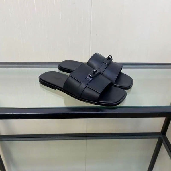 Men’s Stylish Black Slide Sandals Premium Casual Comfort Slippers