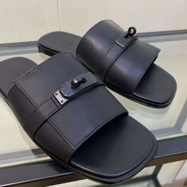 Men’s Stylish Black Slide Sandals Premium Casual Comfort Slippers