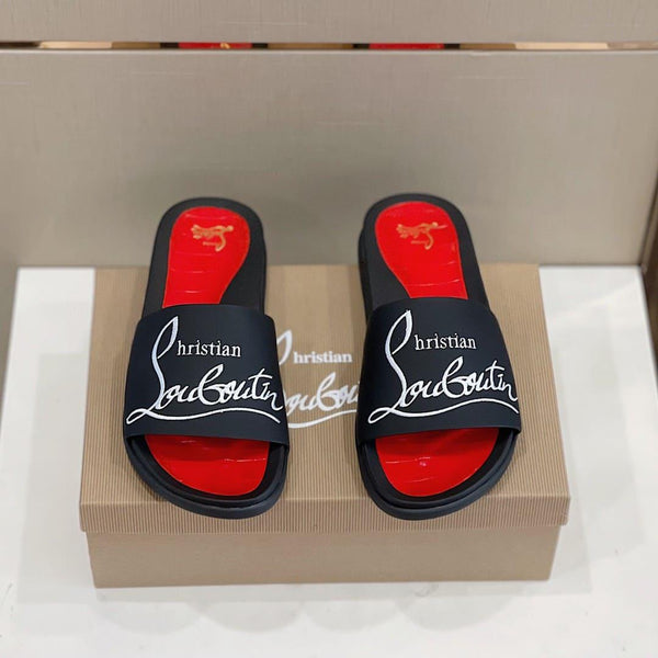 Premium Black & Red Luxury Slides  Bold Designer Comfort Slippers