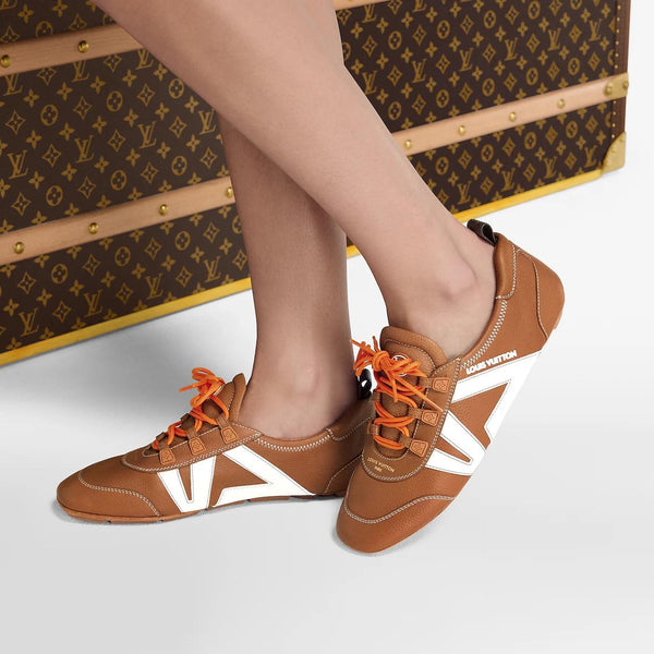 Luxury  Lace-Up Sneakers Brown & White Casual Designer Sneakers For Women