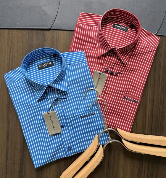 Men’s Premium Striped Formal Shirts  Stylish Red & Blue Designer Collection