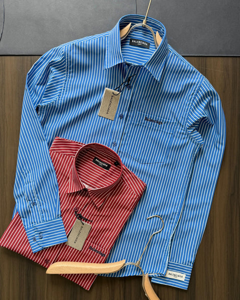 Men’s Premium Striped Formal Shirts  Stylish Red & Blue Designer Collection