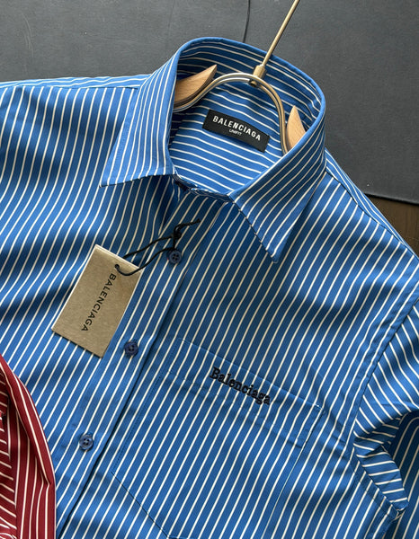 Men’s Premium Striped Formal Shirts  Stylish Red & Blue Designer Collection