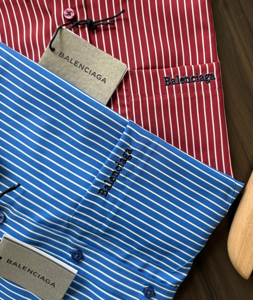 Men’s Premium Striped Formal Shirts  Stylish Red & Blue Designer Collection