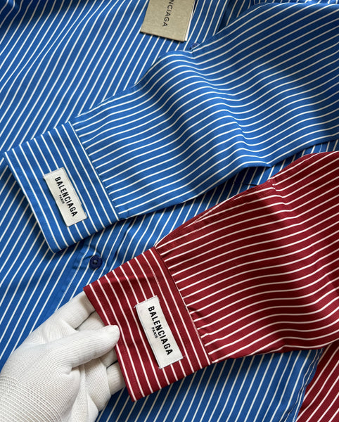 Men’s Premium Striped Formal Shirts  Stylish Red & Blue Designer Collection