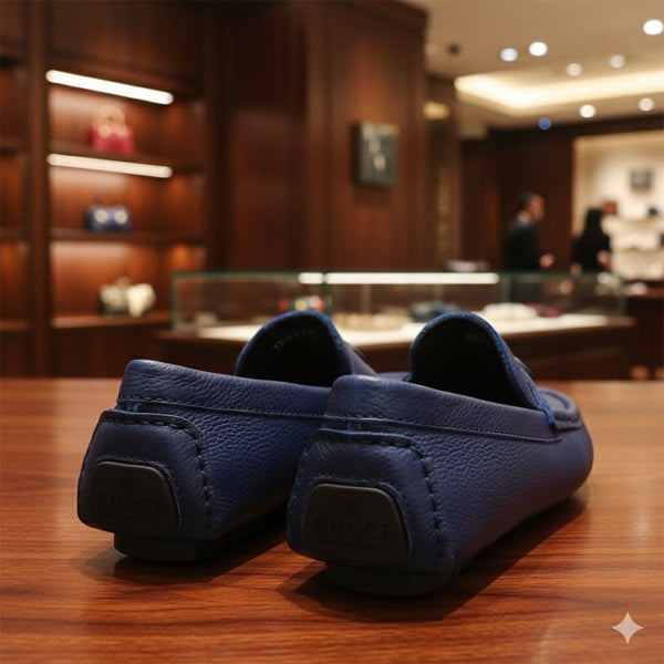 Luxury Navy Leather Loafers  Elegant Slip-On Comfort Shoes