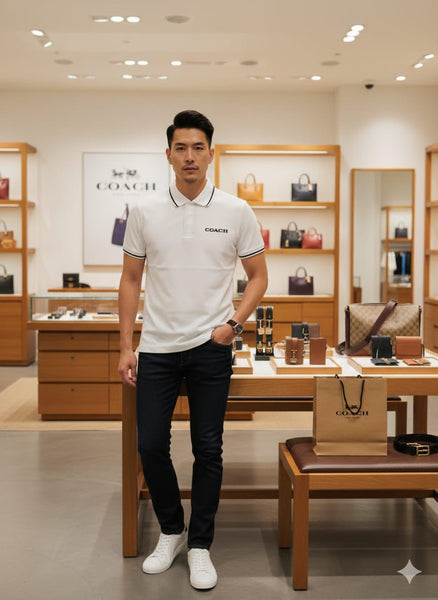 Exclusive  White  Polo Shirt With Contrast Collar Premium Elegant Casual Wear
