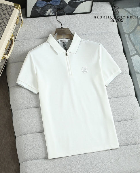 Premium Half-Zip Polo T-Shirt with Contrast Collar Detail