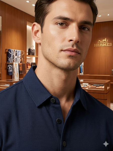 Men’s Premium Navy Blue Polo T-Shirt with Embroidered Logo