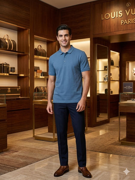 Men’s Premium Sky Blue Polo T-Shirt with Embroidered Logo
