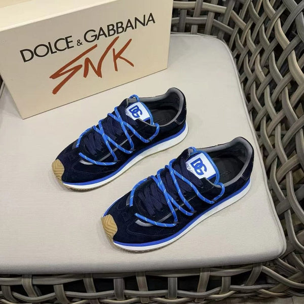 Luxury Navy Blue Designer Lace-Up Sneakers