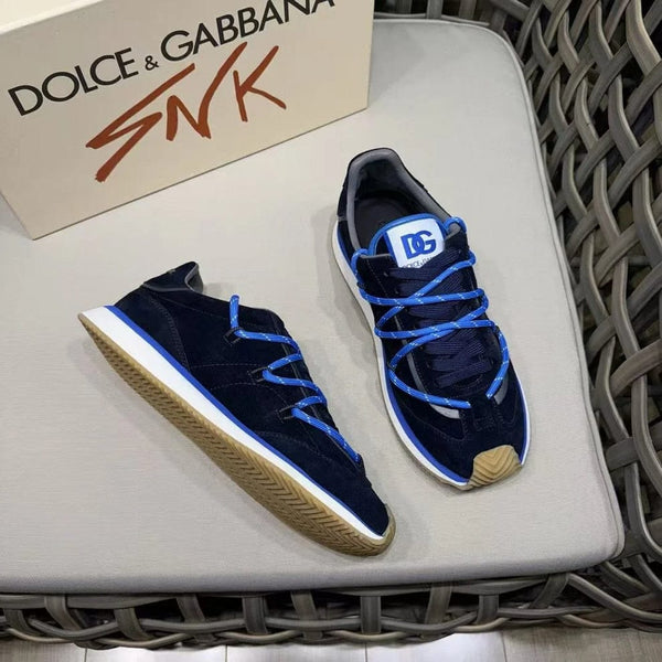 Luxury Navy Blue Designer Lace-Up Sneakers