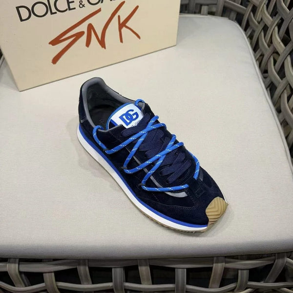 Luxury Navy Blue Designer Lace-Up Sneakers