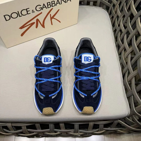 Luxury Navy Blue Designer Lace-Up Sneakers