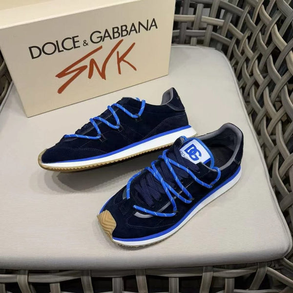 Luxury Navy Blue Designer Lace-Up Sneakers