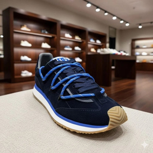 Luxury Navy Blue Designer Lace-Up Sneakers