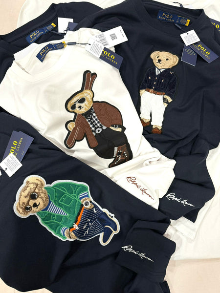 Premium Polo Bear Graphic Tee  Luxury Patched  Designer Crewneck for Men