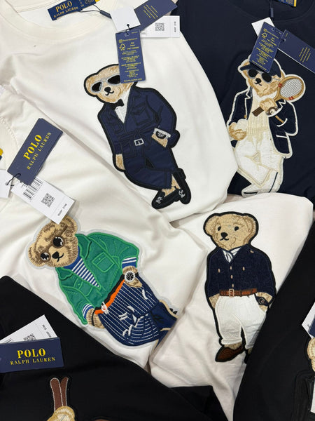 Premium Polo Bear Graphic Tee  Luxury Patched  Designer Crewneck for Men