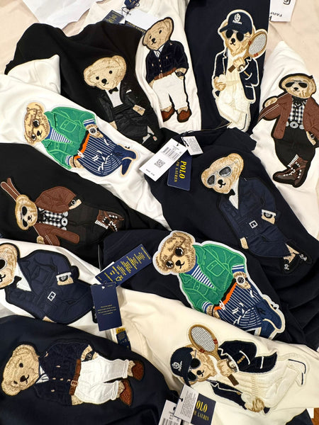 Premium Polo Bear Graphic Tee  Luxury Patched  Designer Crewneck for Men