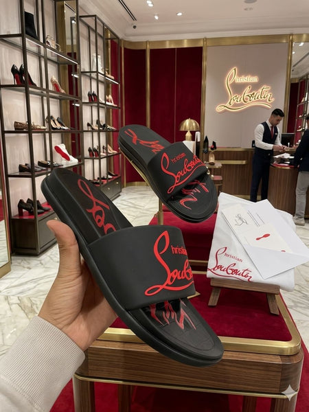Luxury Black & Red Signature Comfort Slide Slippers
