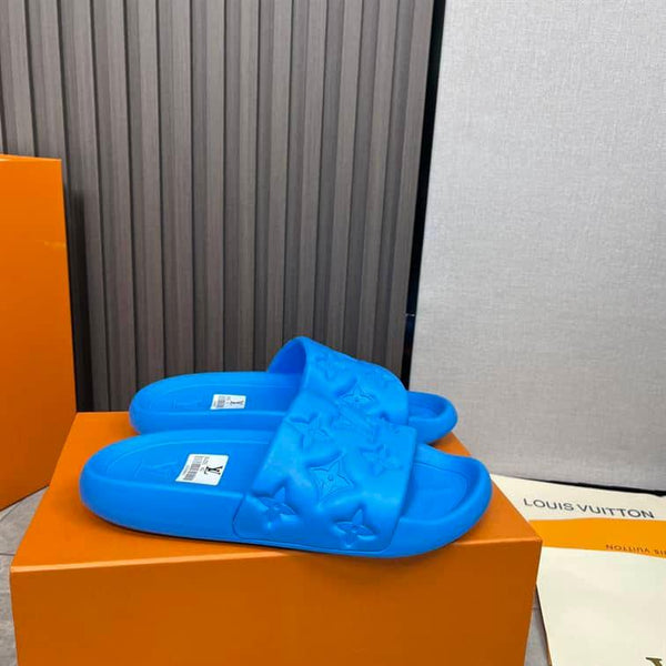 Luxury Imported  Blue  Monogram Comfort Slides for Men