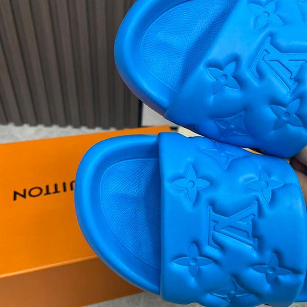 Luxury Imported  Blue  Monogram Comfort Slides for Men