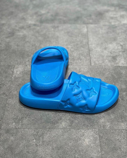 Luxury Imported  Blue  Monogram Comfort Slides for Men