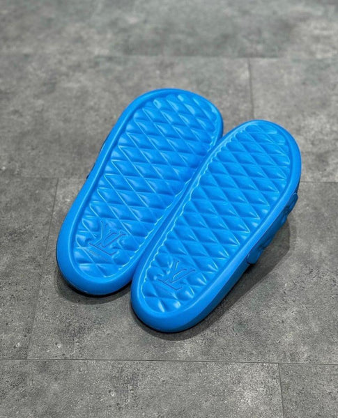 Luxury Imported  Blue  Monogram Comfort Slides for Men