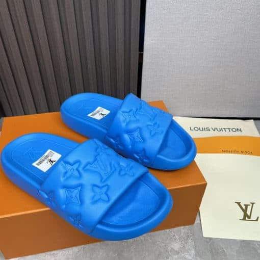 Luxury Imported  Blue  Monogram Comfort Slides for Men
