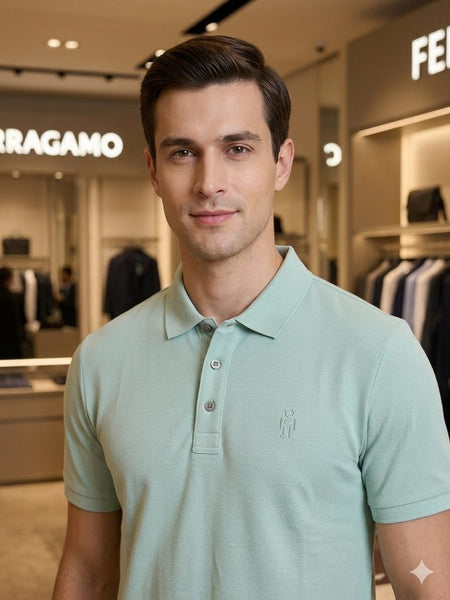 Premium Mint Green Polo T-Shirt  For Men