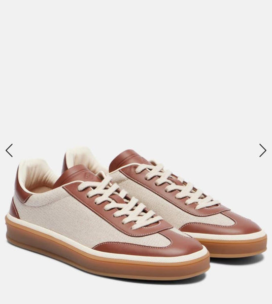 Premium Brown & Beige Lace-Up Sneakers for Men