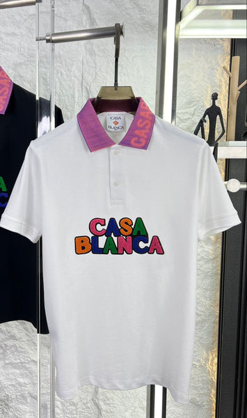 Premium Polo T-Shirt with Contrast Collar & Multicolor Logo