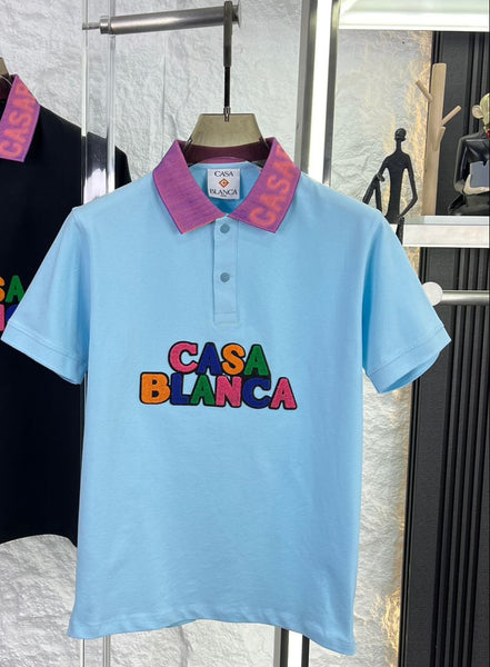 Premium Polo T-Shirt with Contrast Collar & Multicolor Logo