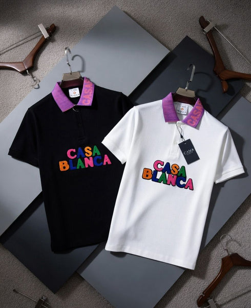 Premium Polo T-Shirt with Contrast Collar & Multicolor Logo