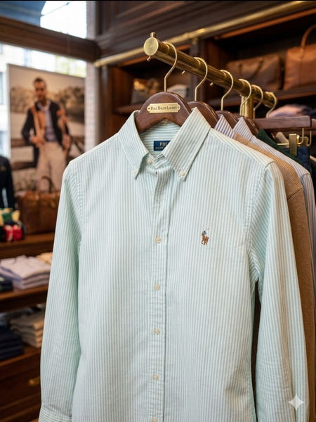 Women’s Elegant Green Striped Button-Down Shirt