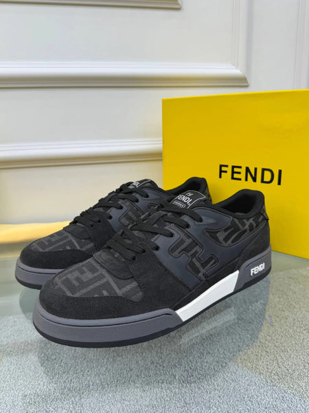 All-Black Luxury Designer Sneakers with Signature Pattern