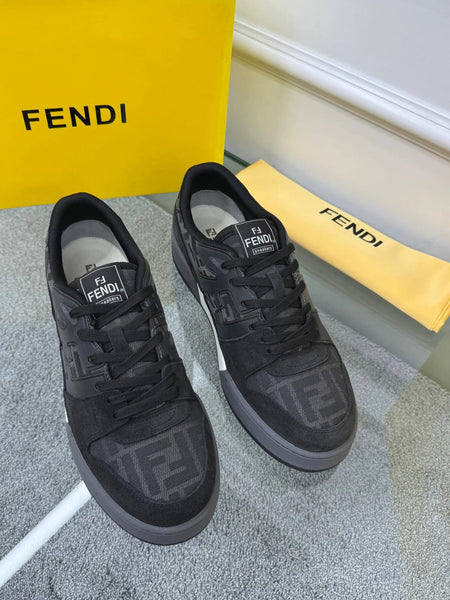 All-Black Luxury Designer Sneakers with Signature Pattern